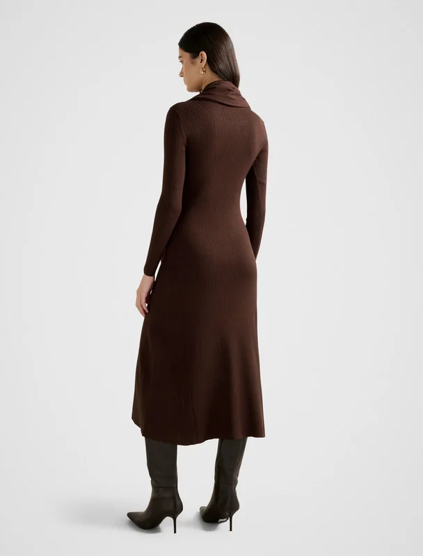 forever new  AMELIE A-Line Knitted Midi Dress with Scarf for Women | Best Price UAE